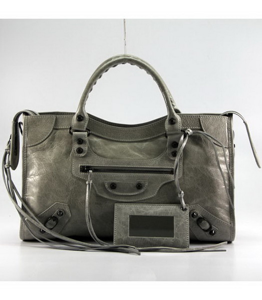 Balenciaga Motorcycle City Bag in pelle grigio chiaro Olio